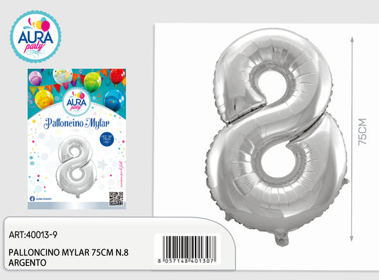 palloncini mylar 32inch n.8 argento