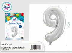 32-inch mylar balloons n.9 silver