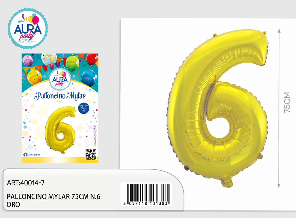 32inch mylar balloons n.6 gold