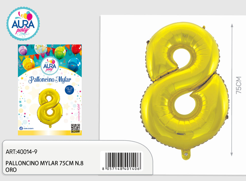 32inch mylar balloons n.8 gold