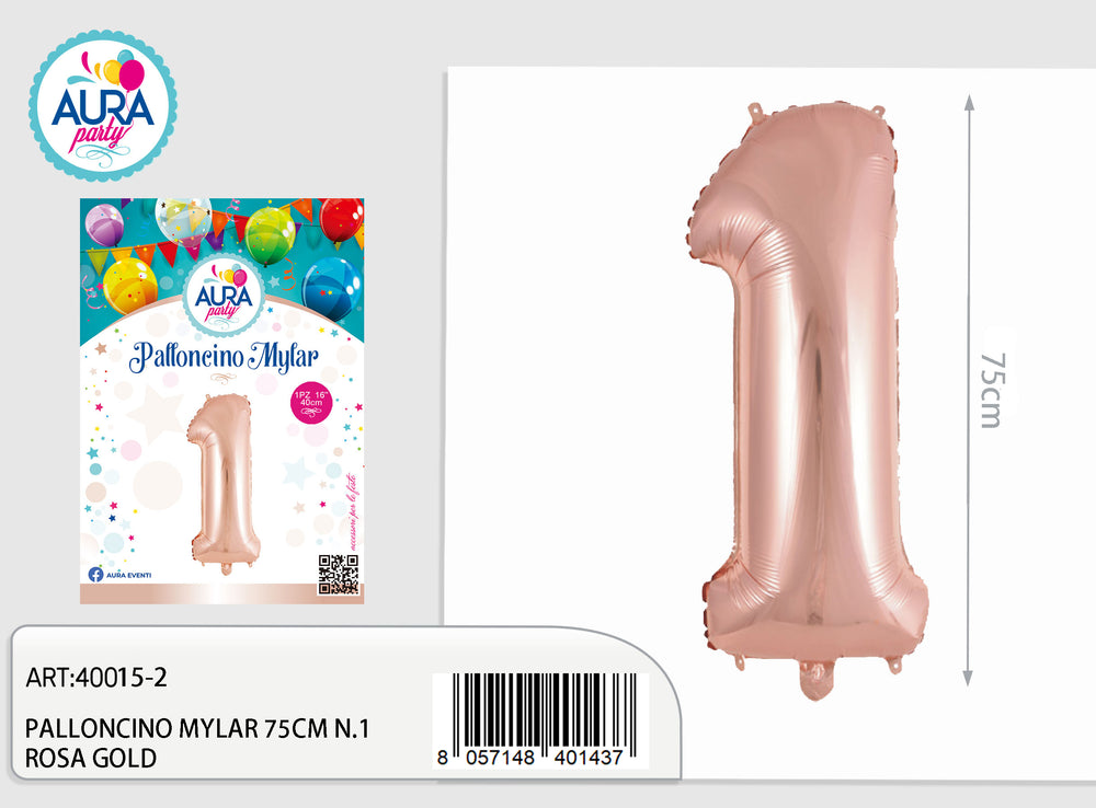 32-inch mylar balloon No. 1 rose gold