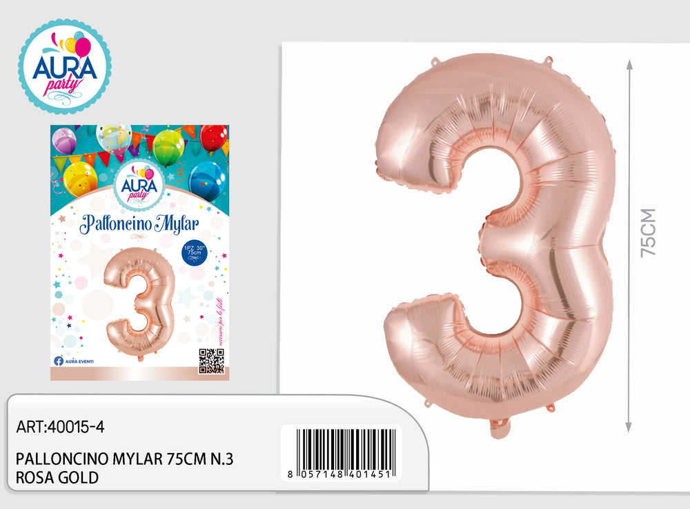 32inch mylar balloons n.3 pink gold