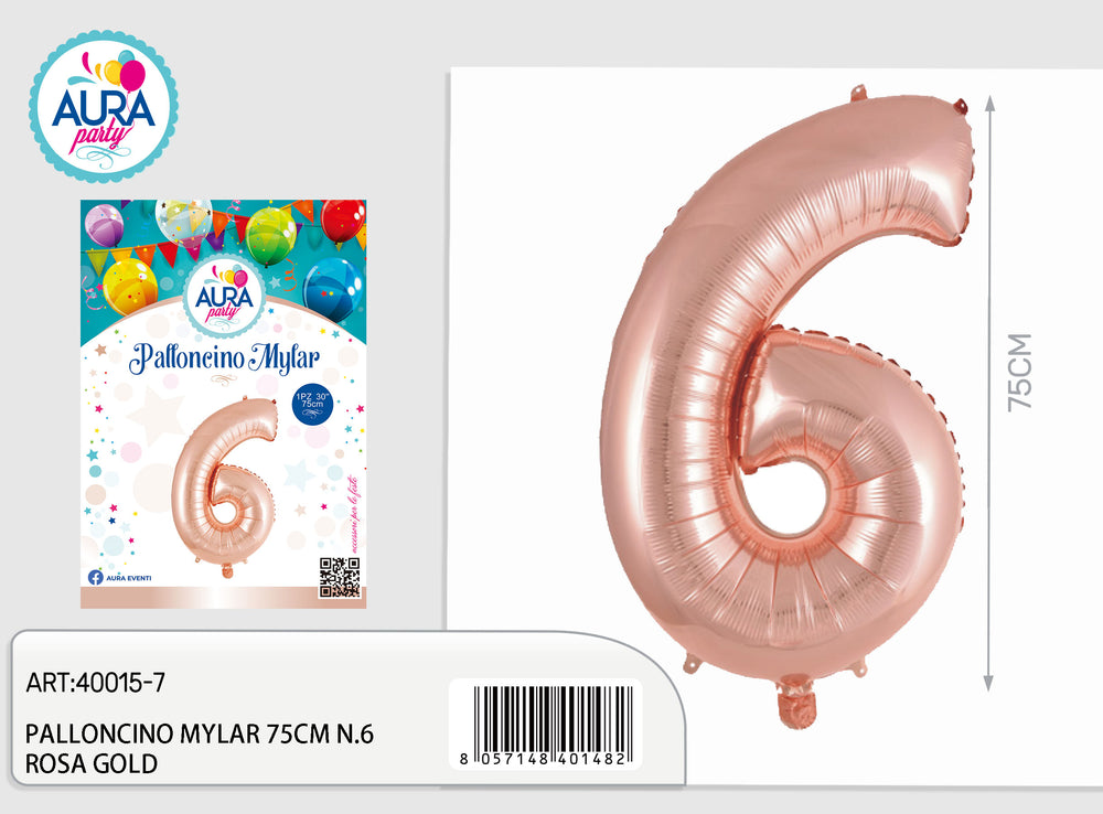 32inch mylar balloons n.6 pink gold