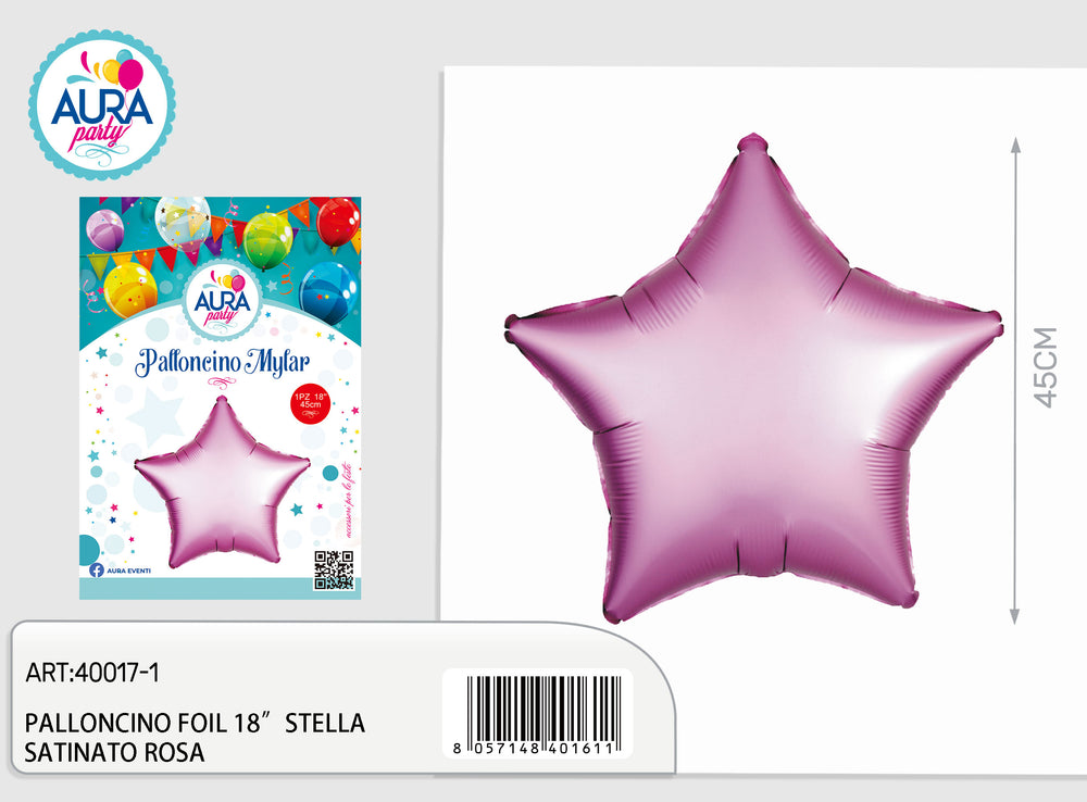 pink satin star foil balloon