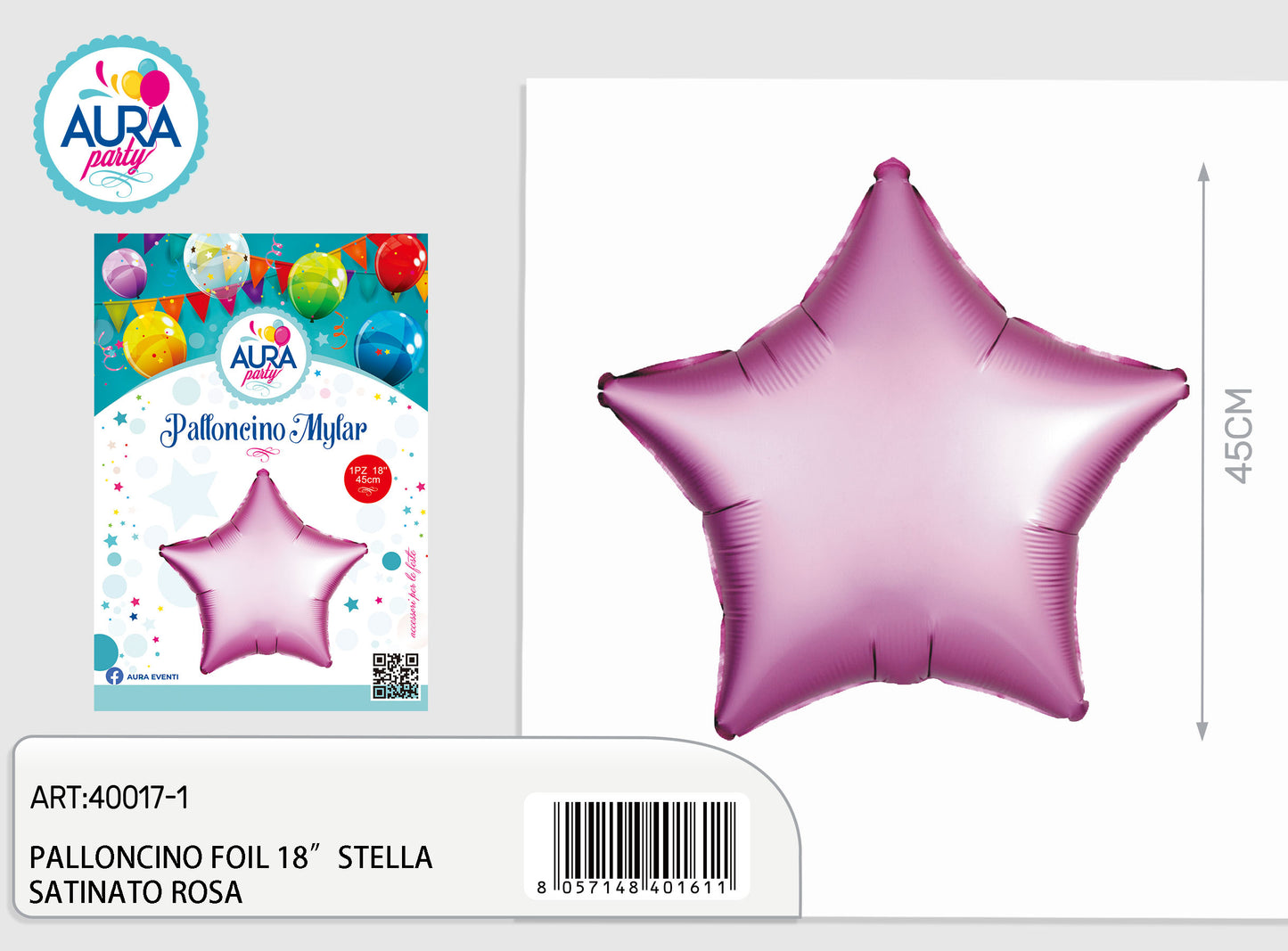 palloncino foil stella satinato rosa