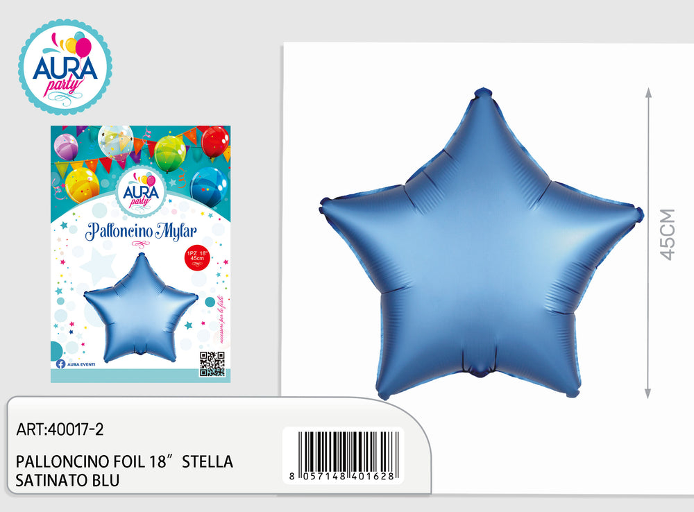 blue satin star foil balloon