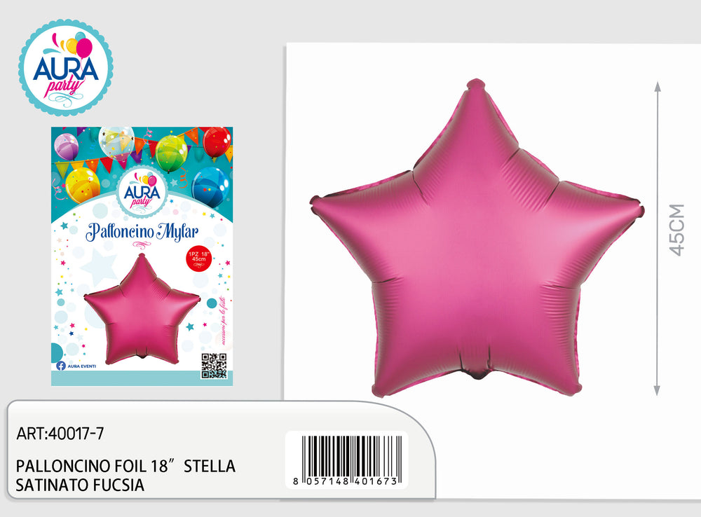 18-inch fuchsia satin star foil balloon