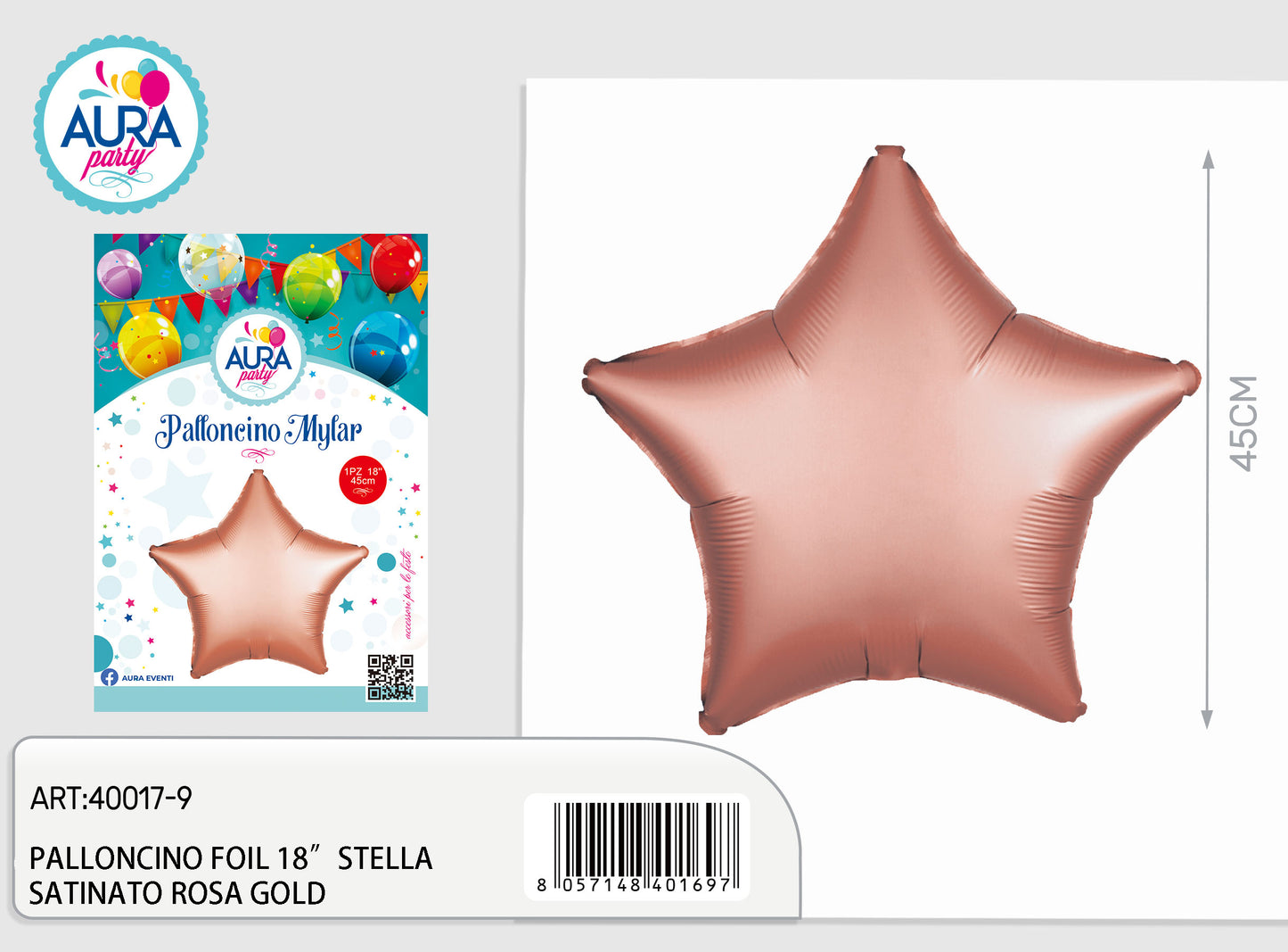 palloncino foil stella satinato rosa gold
