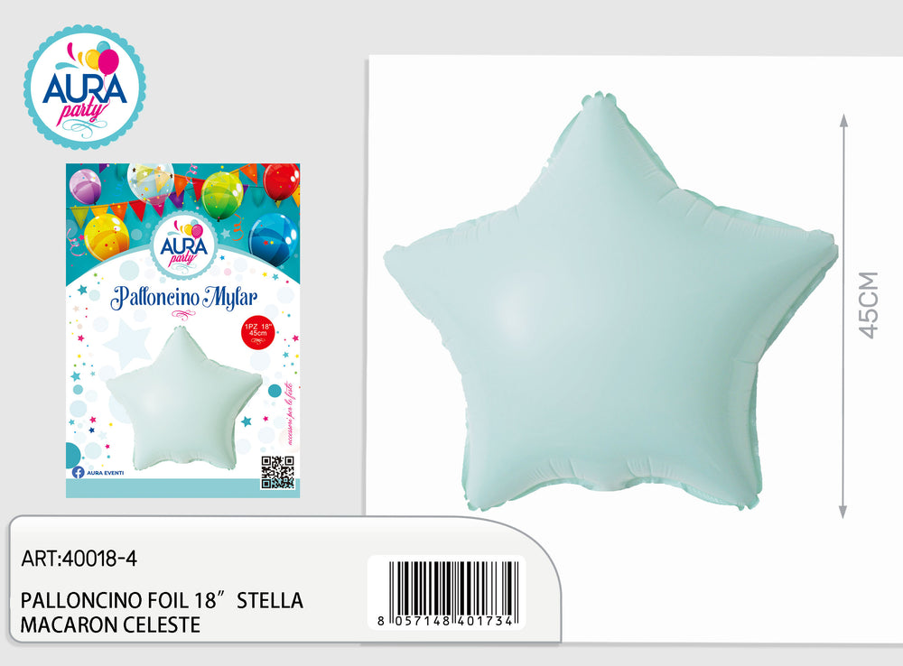 18-inch light blue macaron star foil balloon