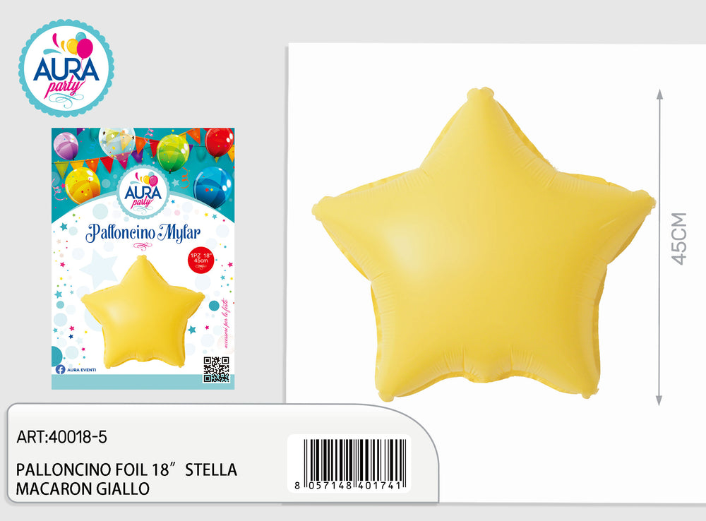 18-inch yellow macaron star foil balloon
