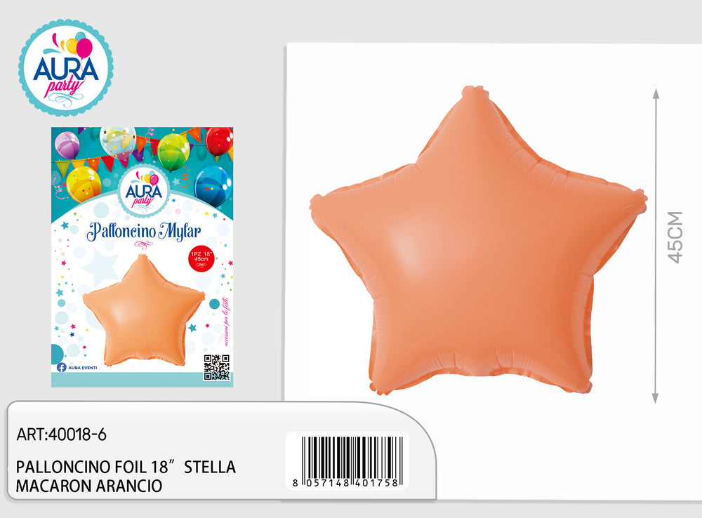 18-inch orange macaron star foil balloon