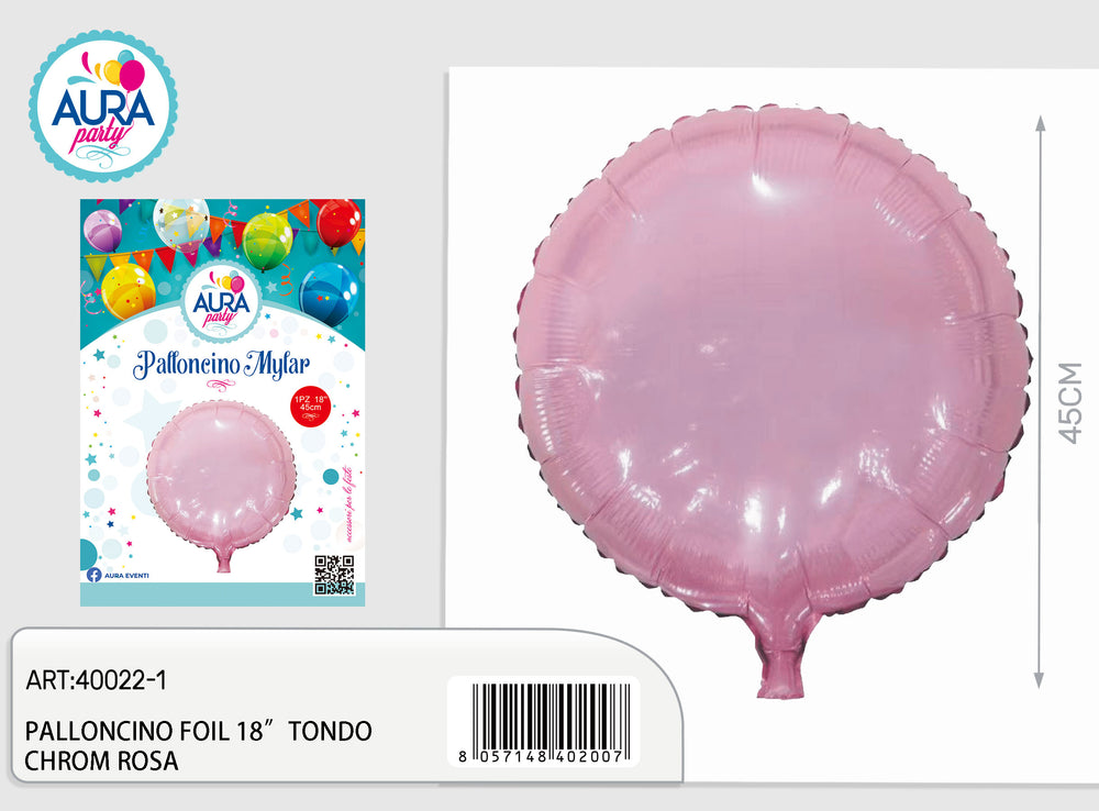 18-inch round chrome pink foil balloon