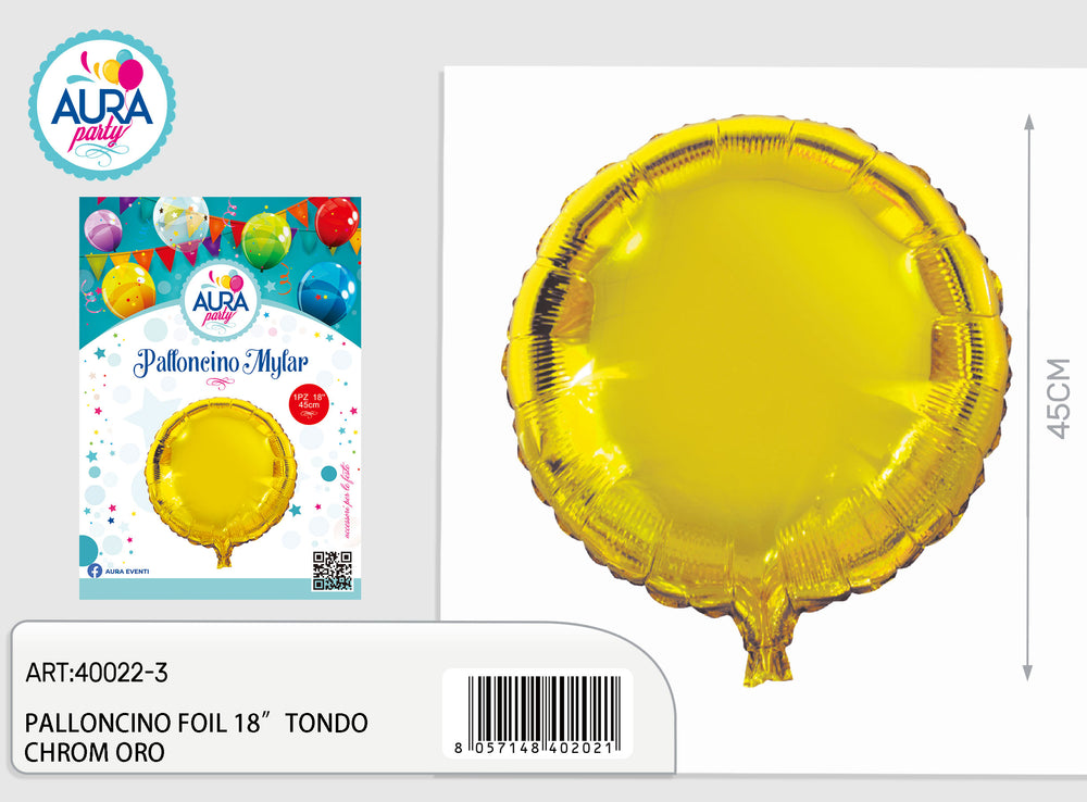 18 inch round gold chrome foil balloon