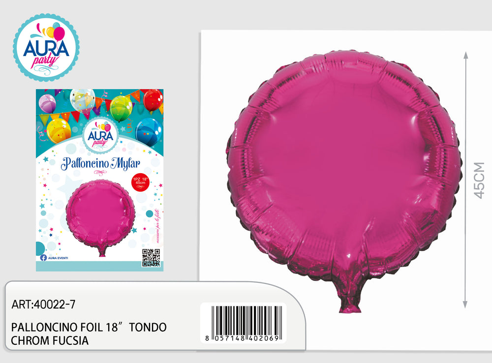 Palloncino in Foil Tondo Chrome Fucsia 18" (45 cm)