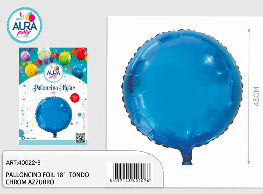 palloncino foil 18inch tondo chrome azzurro