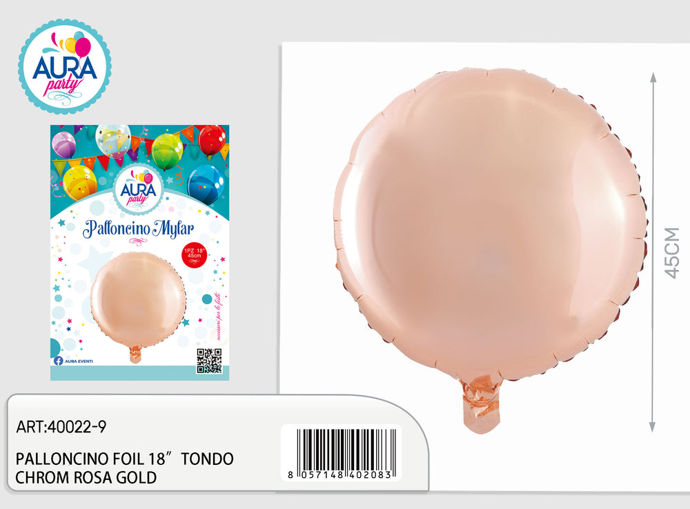 18-inch round chrome pink gold foil balloon