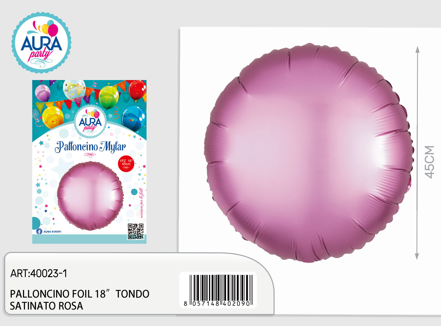 palloncino foil 18inch tondo satinatorosa
