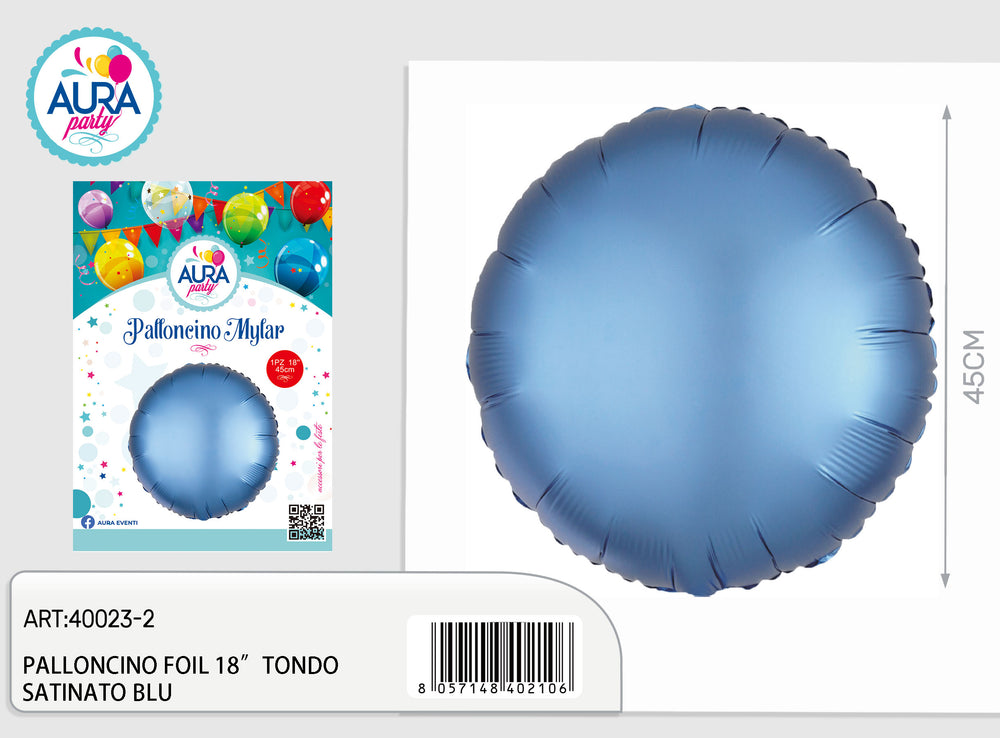 18-inch round satin blue foil balloon