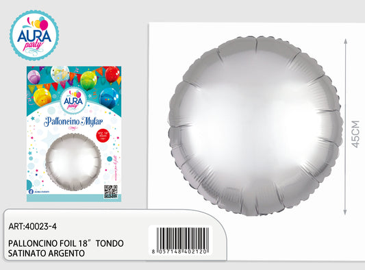 palloncino foil 18inch tondo satinato argento