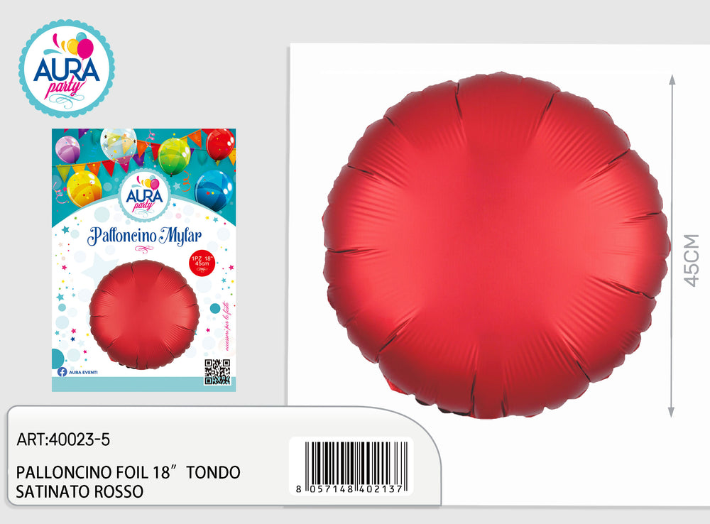 18-inch round satin red foil balloon