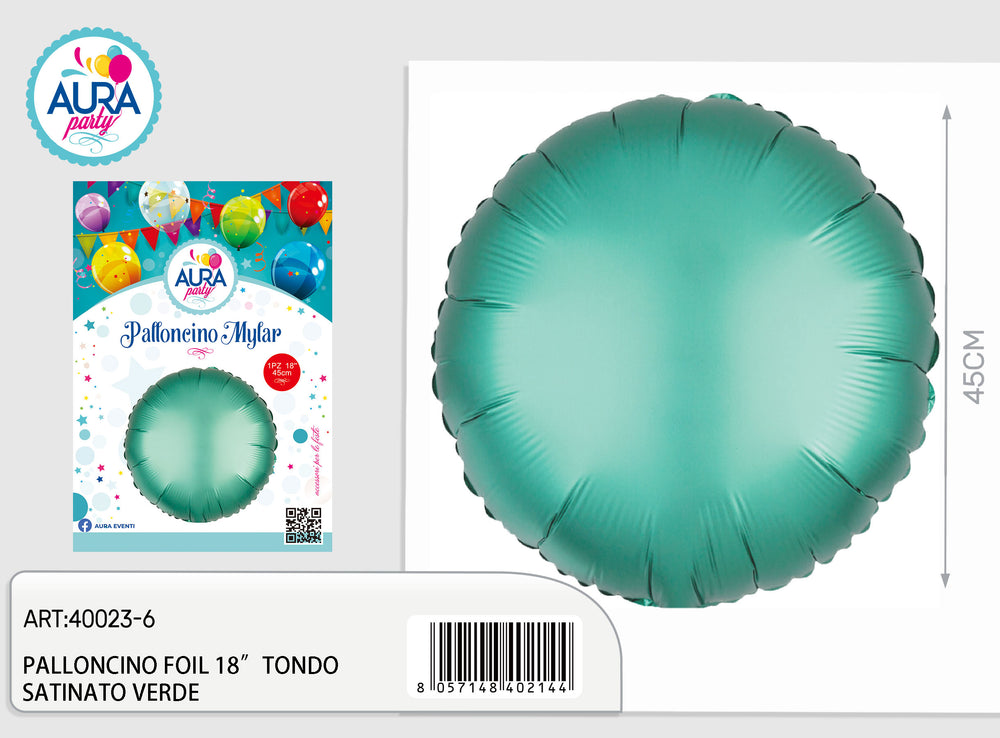 18-inch round satin green foil balloon