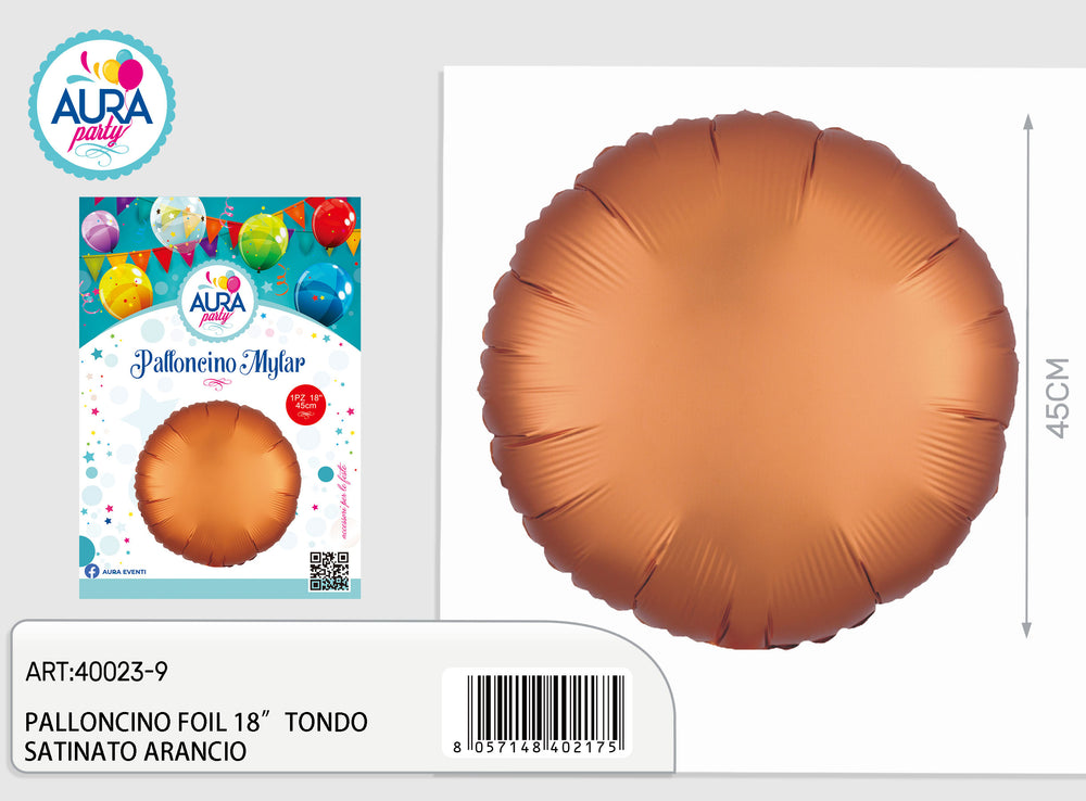 18-inch round satin orange foil balloon
