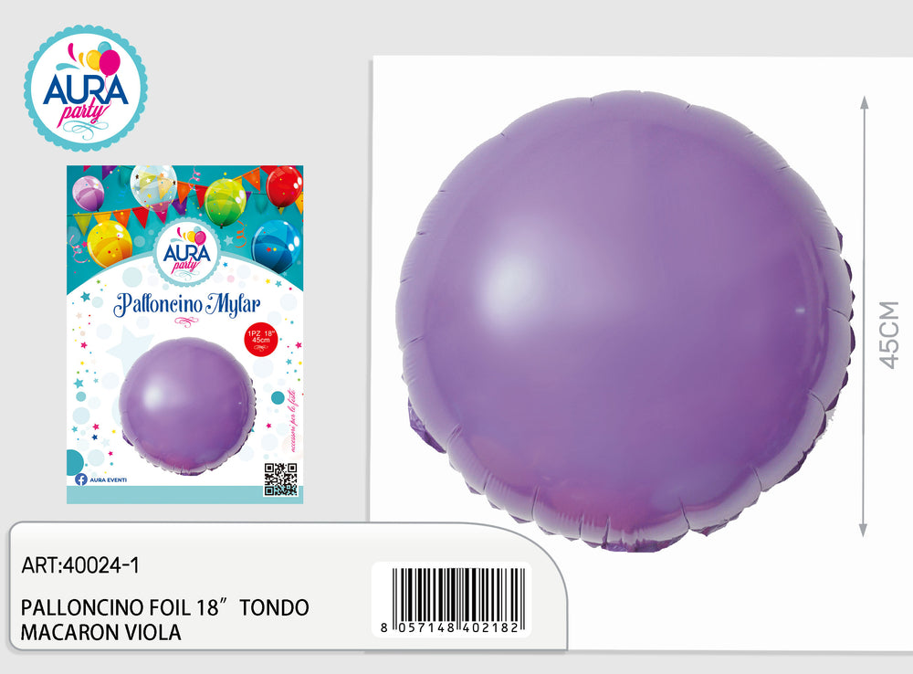 18-inch round purple macaron foil balloon
