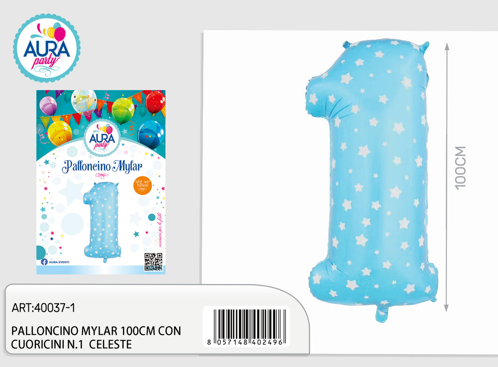 40c mylar balloons/hearts n1 light blue