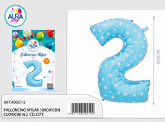 palloncini mylar 40c/cuoricini n2 celeste