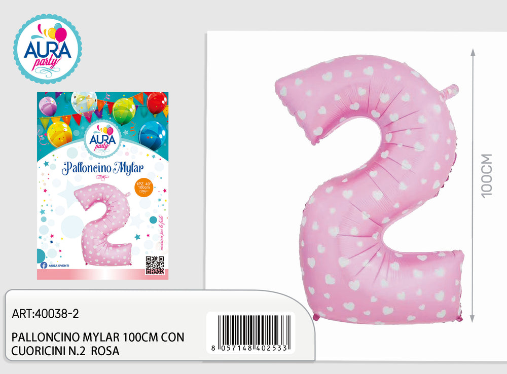 40c mylar balloons/pink hearts n2