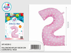 palloncini mylar 40c/cuoricini n2 rosa