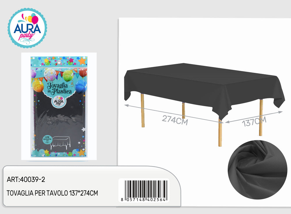 Black tablecloth 137x274cm