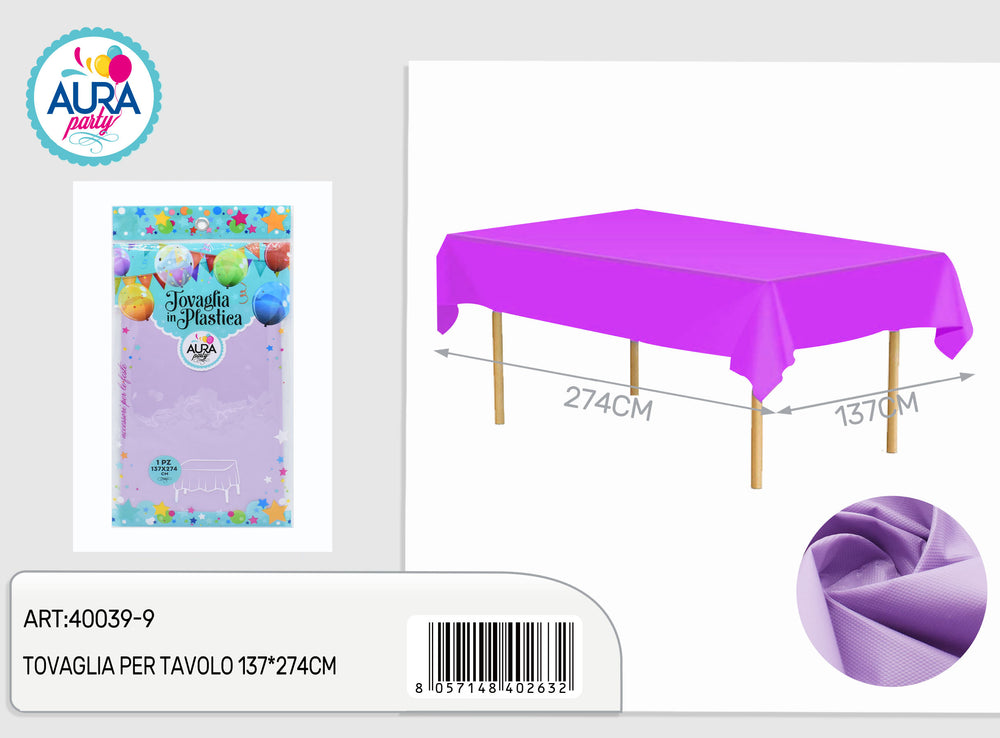 Tablecloth for table 137x274cm lilac
