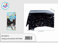Black tablecloth with stars 137x274cm