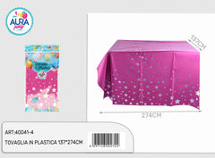 Fuchsia tablecloth with stars 137x274cm