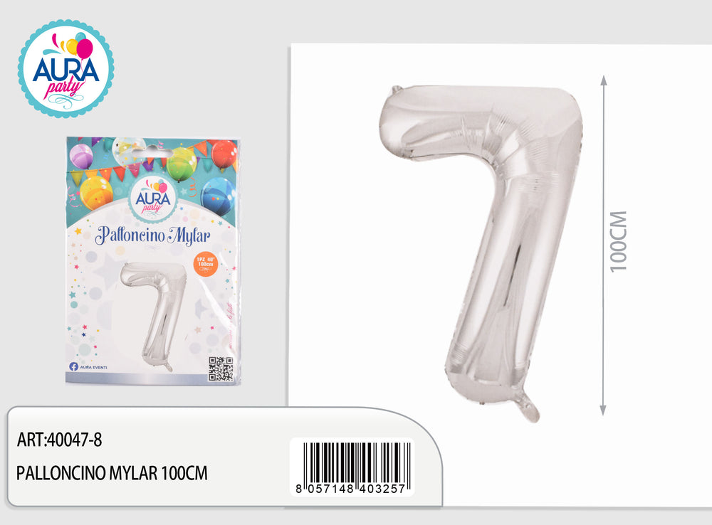40inch mylar balloons n.7 silver