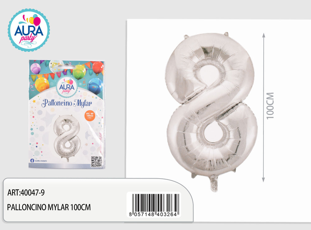 40inch mylar balloons n.8 silver