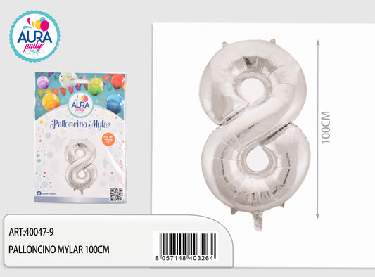 palloncini mylar 40inch n.8 argento