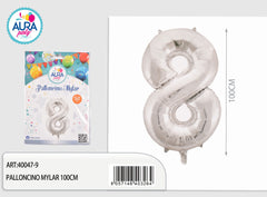 palloncini mylar 40inch n.8 argento