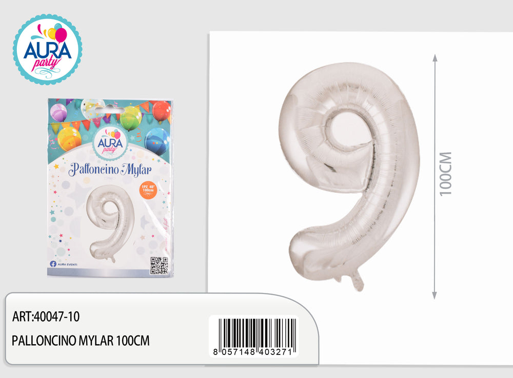 40-inch mylar balloons n.9 silver