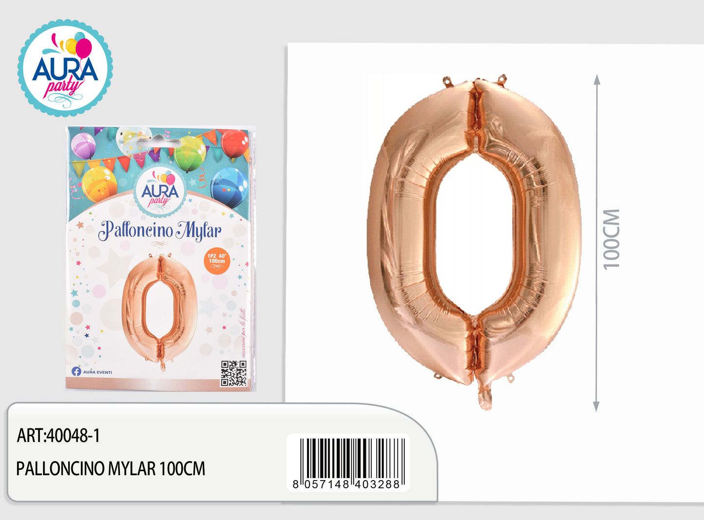 palloncini mylar 40inch n.0 rosa gold