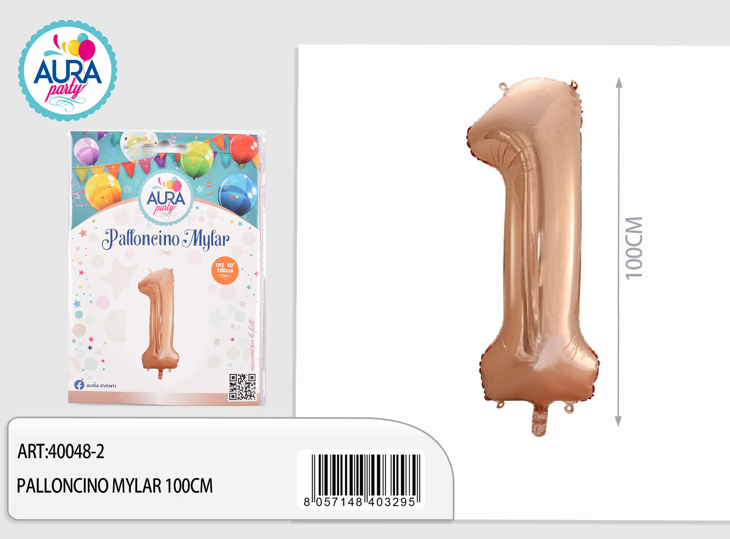 palloncini mylar 40inch n.1 rosa gold