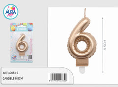 6th metallic gold birthday candle
