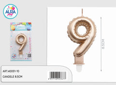 metallic gold birthday candle 9