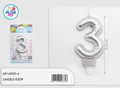 12th metallic silver birthday candle