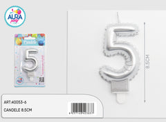 14th metallic silver birthday candle