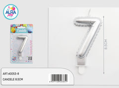 16th metallic silver birthday candle