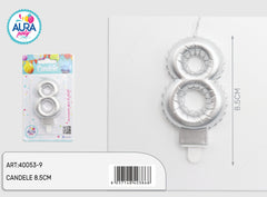 17th metallic silver birthday candle