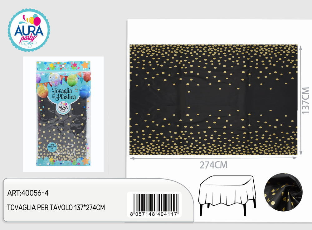 Black and gold tablecloth 137x274cm