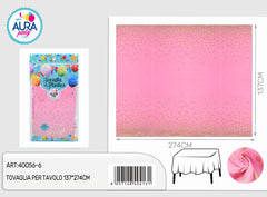 Pink and gold tablecloth 137x274cm